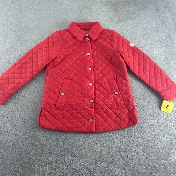 Anne Klein Womens Quilted Red Jacket Size S With Snap Button NWT 0928 - Picture 1 of 9